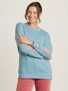 Embroidered Crew Neck Sweatshirt | Duck Egg Blue