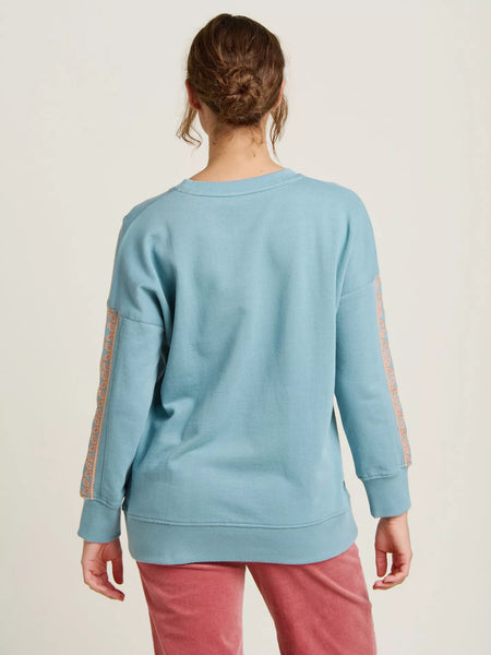 Embroidered Crew Neck Sweatshirt | Duck Egg Blue