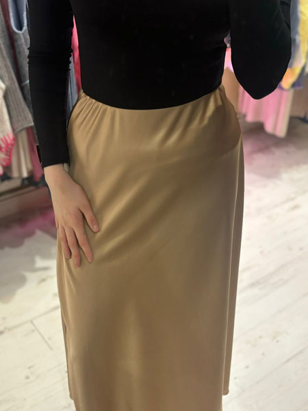 Ashley Satin Maxi Skirt | Gold