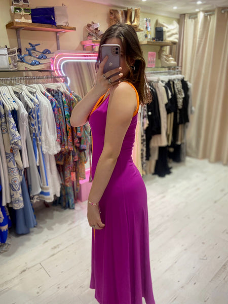 Celine Colour Block Maxi Dress | Purple/Orange