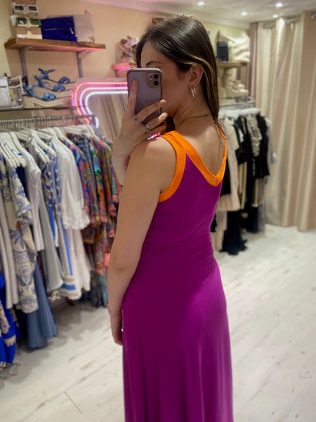 Celine Colour Block Maxi Dress | Purple/Orange