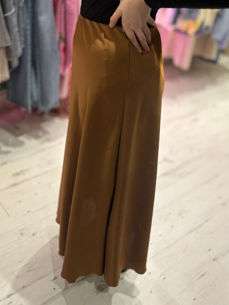 Ashley Satin Maxi Skirt | Bronze