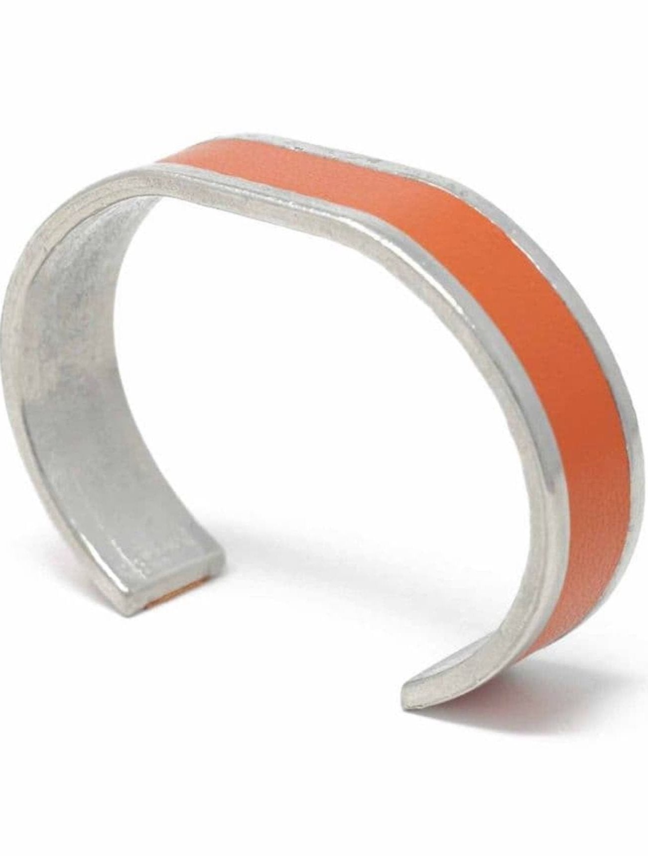 15 mm Straight End Bangle with Leather Inlay | Orange