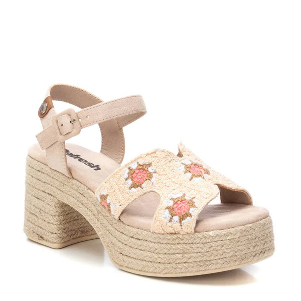 VEGAN Crochet Platform Sandal | 172636 | Cream Multi
