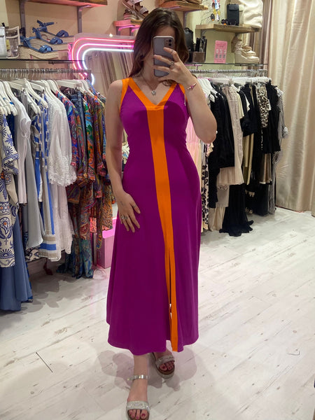 Celine Colour Block Maxi Dress | Purple/Orange