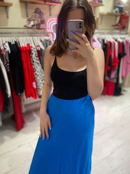 Aurora Satin Skirt | Electric Blue