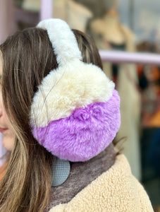 Two-Tone Fluffy Faux Fur Earmuffs | Lilac/Cream