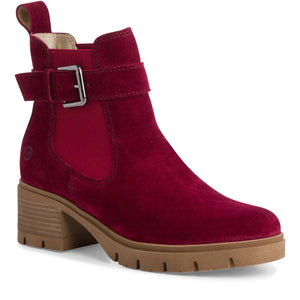 Tamaris | 25447 | Leather Ankle Boot | Red