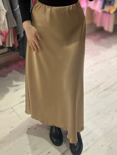 Ashley Satin Maxi Skirt | Gold