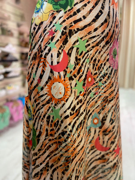 Zadie Animal Print Satin Skirt | Tiger