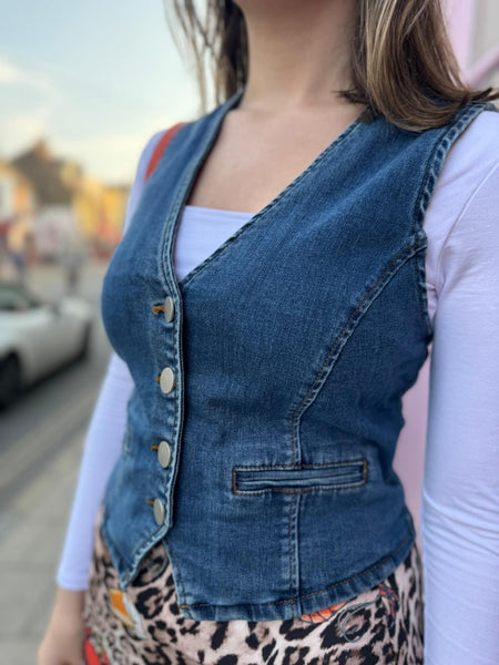 Kate Cropped Denim Waistcoat