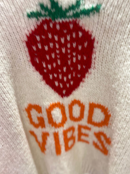 Good Vibes Strawberry Cardigan | Cream