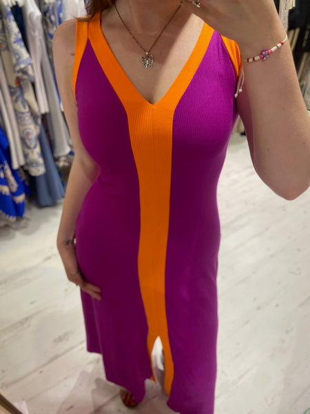 Celine Colour Block Maxi Dress | Purple/Orange