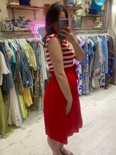 Hello Sailor Stripe T-Shirt Dress | Red/White