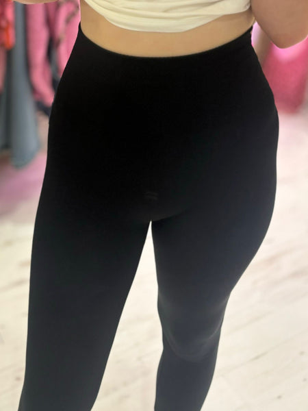 High Waisted Thermal Lined Seamless Leggings  | Black