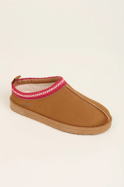 Cross Stitch Detail Slipper | Chestnut