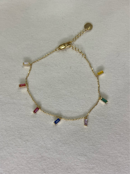 Phoebe Rainbow Stone Bracelet | Gold