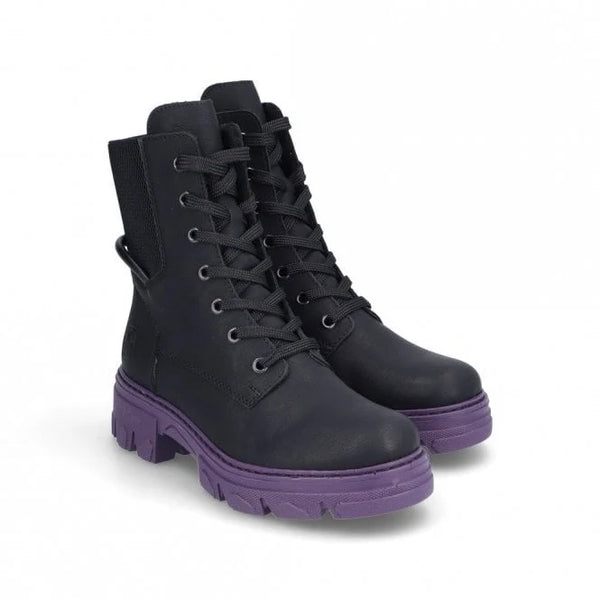 Rieker | Purple Soled Chunky Boots | 74631-01 | Black