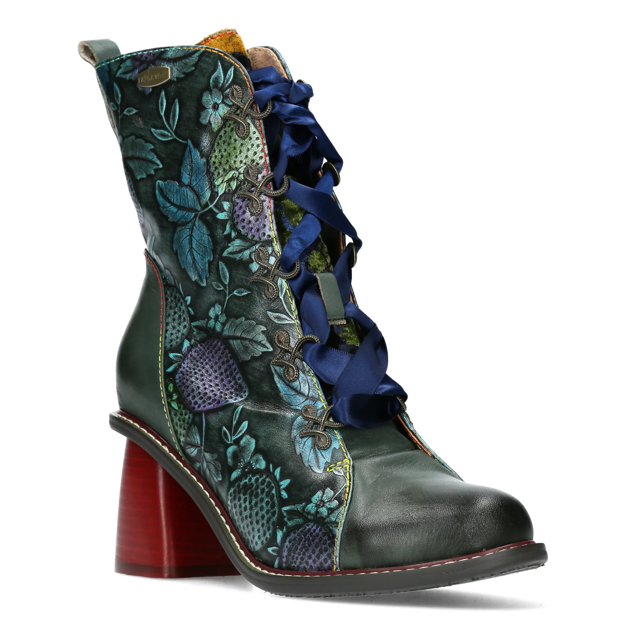 Laura Vita | Evcao 311 Heeled Ankle Boot | Blue/Green Multi