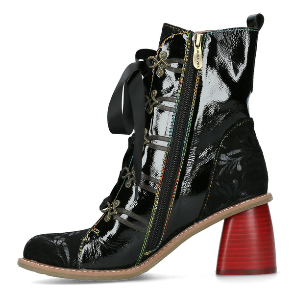 Laura Vita | Evcao 311 Heeled Ankle Boot | Black Patent