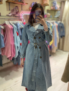 Light-wash Denim Trench Coat