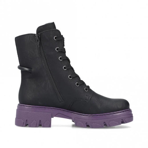 Rieker | Purple Soled Chunky Boots | 74631-01 | Black