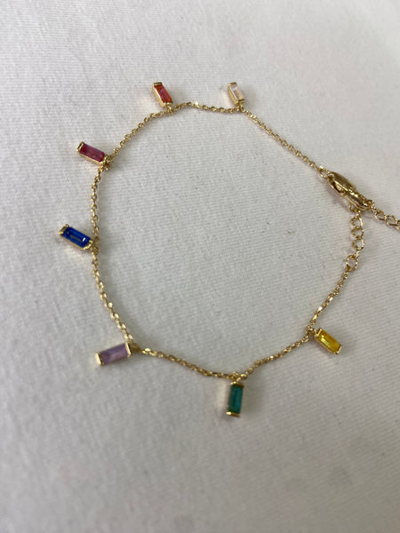 Phoebe Rainbow Stone Bracelet | Gold