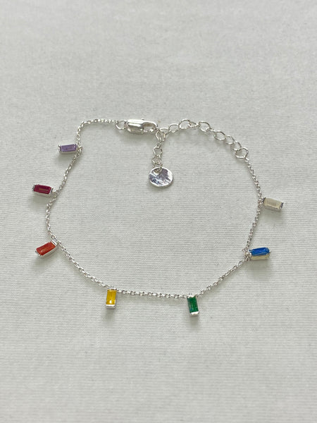 Phoebe Rainbow Stone Bracelet | Silver