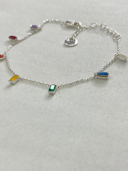 Phoebe Rainbow Stone Bracelet | Silver