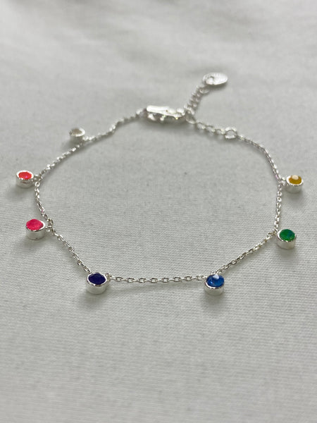 Rachel Rainbow Stone Bracelet | Silver