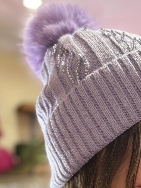 Sparkle Bobble Hat | Lilac