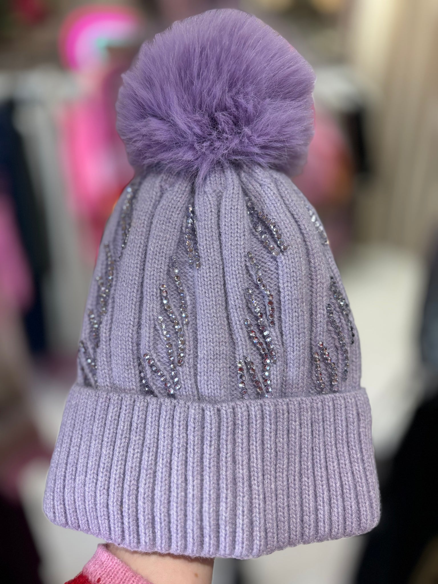 Sparkle Bobble Hat | Lilac