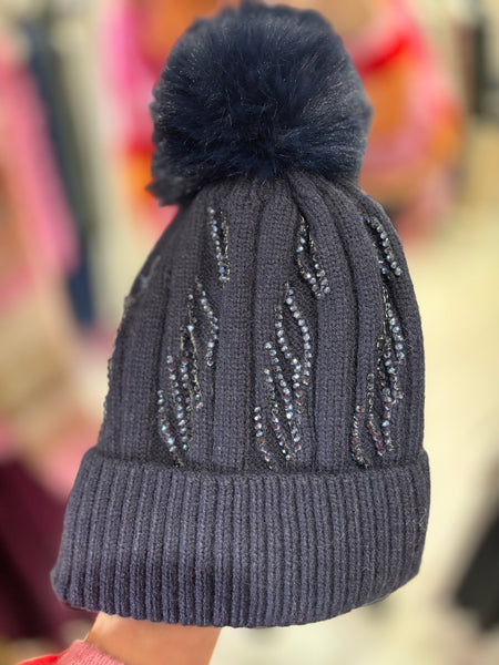 Sparkle Bobble Hat | Navy