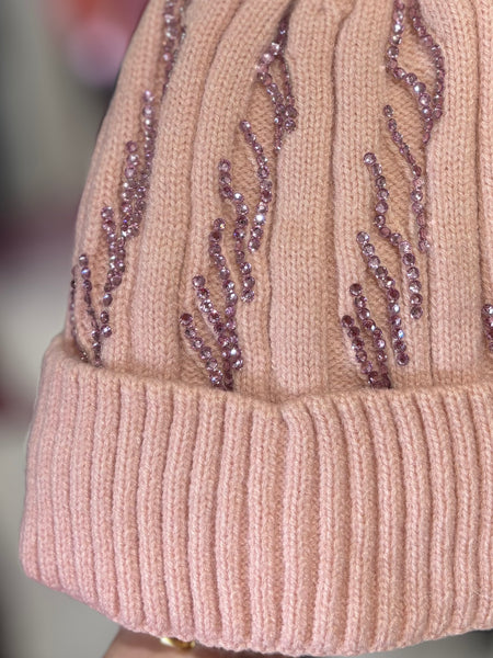 Sparkle Bobble Hat | Baby Pink