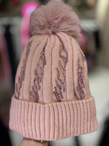 Sparkle Bobble Hat | Baby Pink