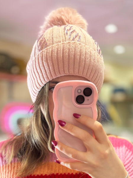 Sparkle Bobble Hat | Baby Pink