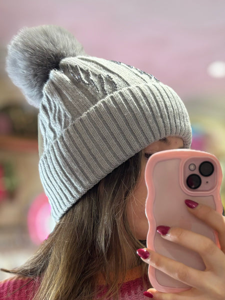 Sparkle Bobble Hat | Grey