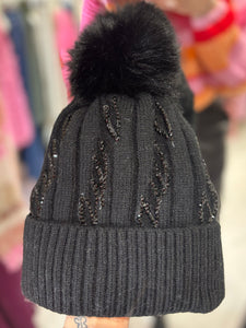 Sparkle Bobble Hat | Black