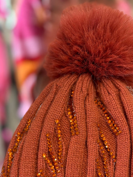 Sparkle Bobble Hat | Burnt Orange