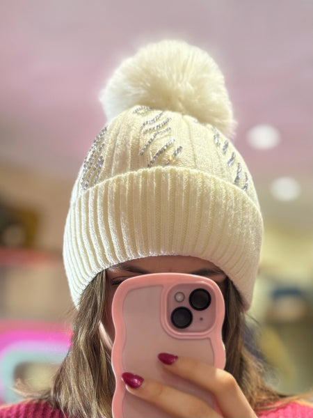 Sparkle Bobble Hat | Cream