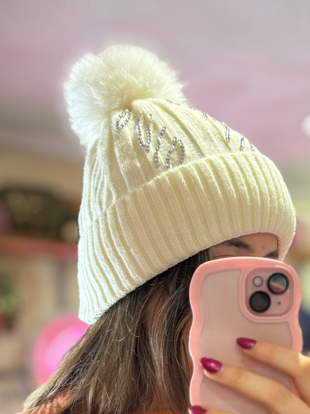 Sparkle Bobble Hat | Cream