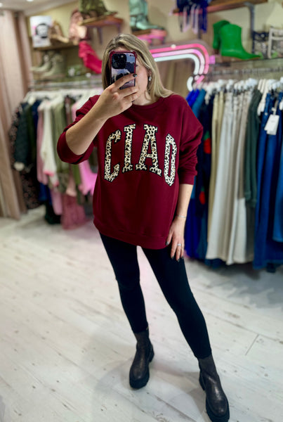 Ciao Oversized Crew Neck Sweatshirt | Burgundy