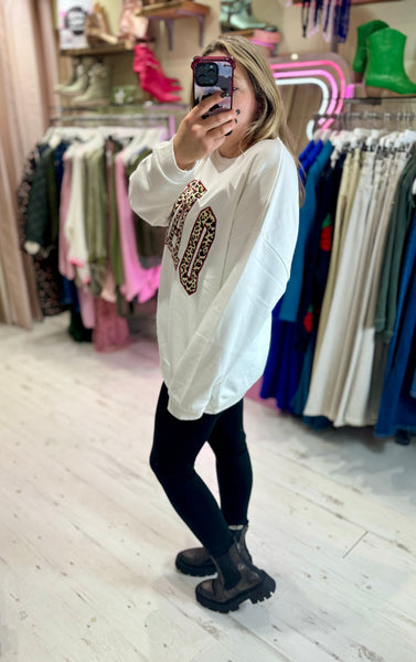 Ciao Oversized Crew Neck Sweatshirt | White