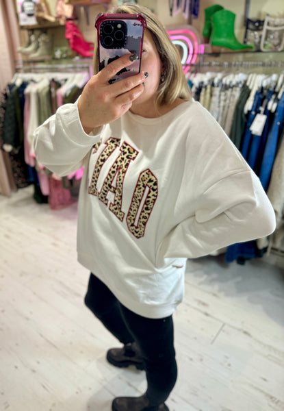 Ciao Oversized Crew Neck Sweatshirt | White