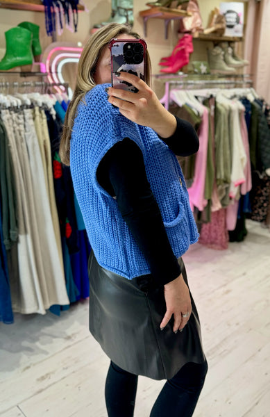 Knitted Vest | Cornflower Blue