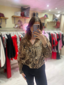 Leopard Cropped Blouse