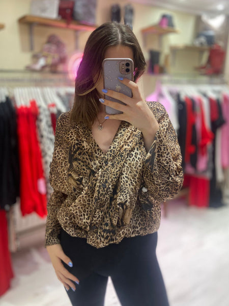 Leopard Cropped Blouse