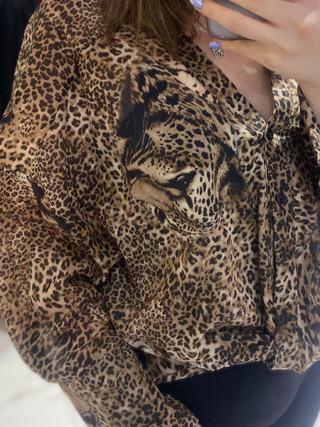 Leopard Cropped Blouse