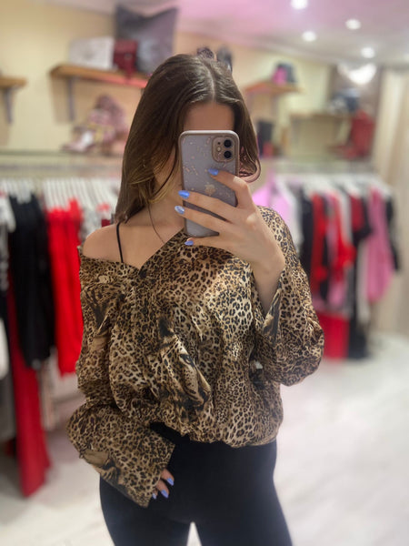 Leopard Cropped Blouse