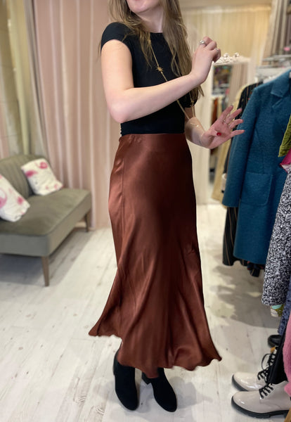 Aurora Satin Skirt | Bronze